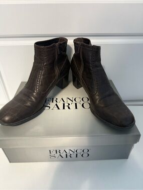Franco Sarto Chocolate Brown Crocodile Leather Boot